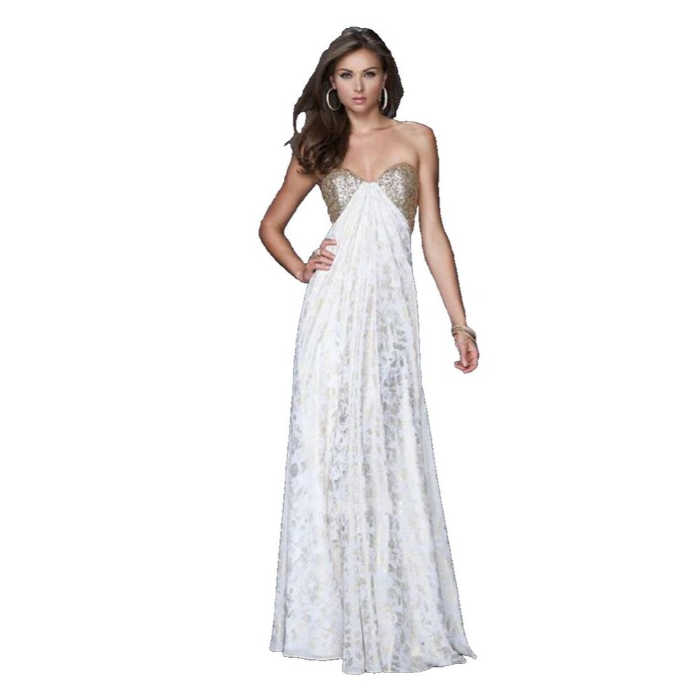 La Femme Women's Strapless Sequin Top Formal Gown size 8 Prom Romantic Boho